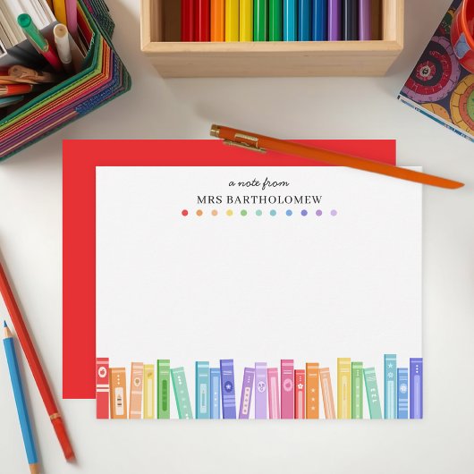 Rainbow Color Books Custom Book Lover's ノートカード