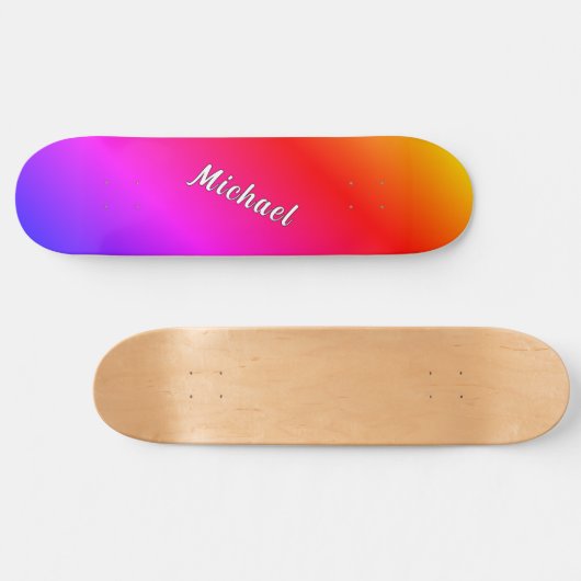 Rainbow Color Skateboard with Custom Name スケートボード (横)