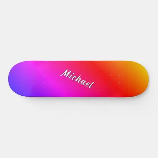 Rainbow Color Skateboard with Custom Name スケートボード (横)