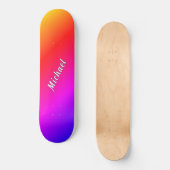Rainbow Color Skateboard with Custom Name スケートボード (正面)