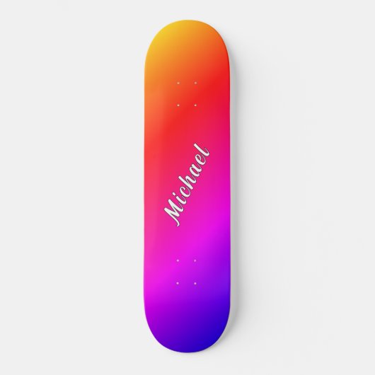Rainbow Color Skateboard with Custom Name スケートボード (正面)