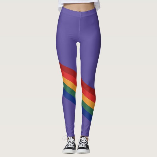 Rainbow Color Stripes Regenbogen Regenbogenfarben レギンス (正面)