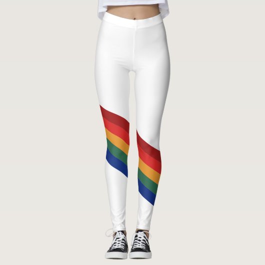 Rainbow Color Stripes Regenbogen Regenbogenfarben レギンス (正面)