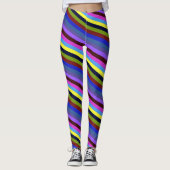 Rainbow Color Stripes Regenbogen Regenbogenfarben レギンス (正面)