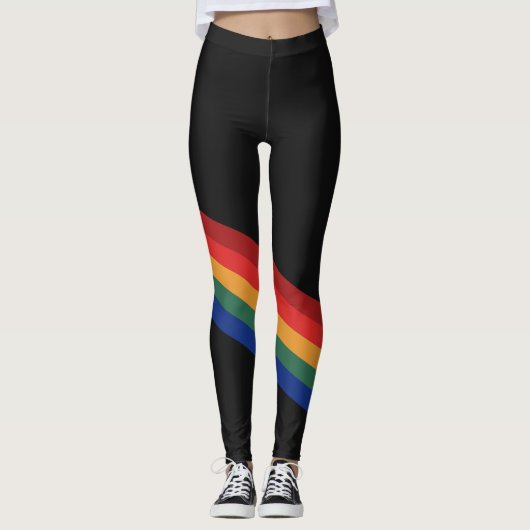 Rainbow Color Stripes Regenbogen Regenbogenfarben レギンス (正面)