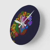 Rainbow Colored Floral  ラウンド壁時計 (傾斜)