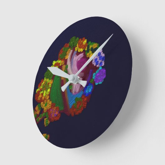 Rainbow Colored Floral  ラウンド壁時計 (傾斜)