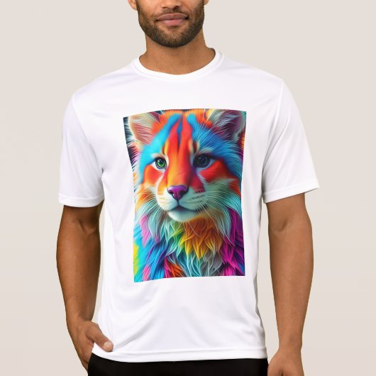 Rainbow Colored Furry Cat-68587 Tシャツ (正面)