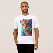 Rainbow Colored Furry Cat-68587 Tシャツ (正面フル)