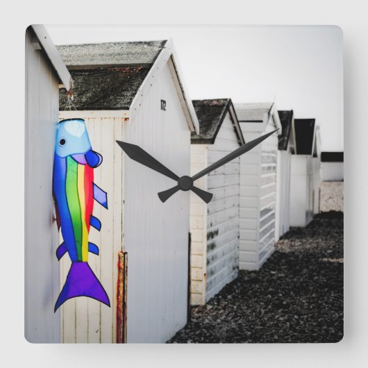 Rainbow Colored Kite スクエア壁時計 (正面)
