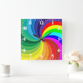 Rainbow Colored Mandala-46556 スクエア壁時計 (ホーム)
