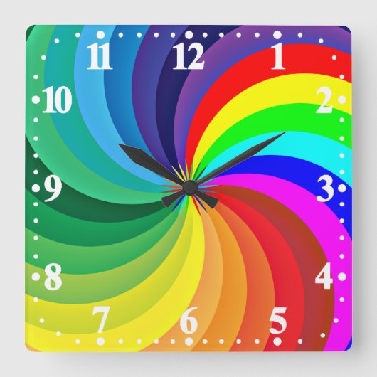 Rainbow Colored Mandala-46556 スクエア壁時計 (正面)