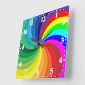 Rainbow Colored Mandala-46556 スクエア壁時計 (傾斜)
