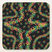 Rainbow Colored Seurat Style Pointillism Pattern スクエアペーパーコースター (正面)