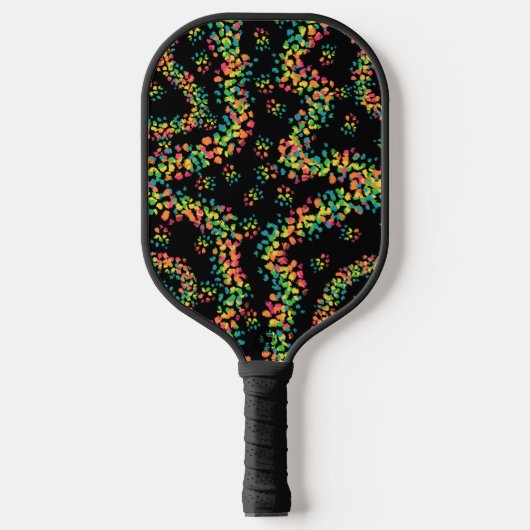 Rainbow Colored Seurat Style Pointillism Pattern ピックルボールラケット (正面)