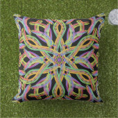 Rainbow Colored String Rope Pattern Art アウトドアクッション (芝生)