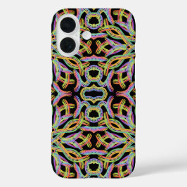 Rainbow Colored String Rope Pattern Art iPhone 16ケース