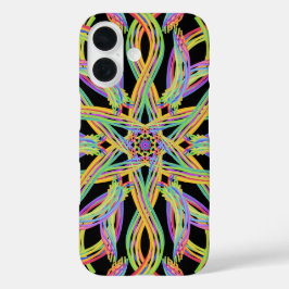 Rainbow Colored String Rope Pattern Art iPhone 16ケース