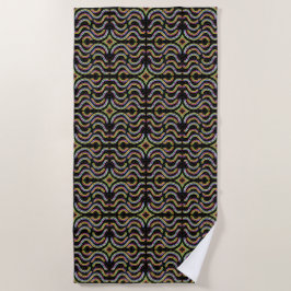 Rainbow Colored String Rope Repeating Pattern Art ビーチタオル