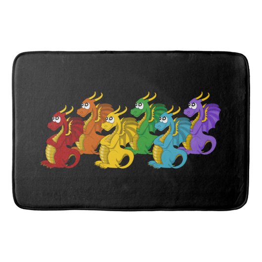Rainbow colorful dragons cartoon  バスマット (正面)