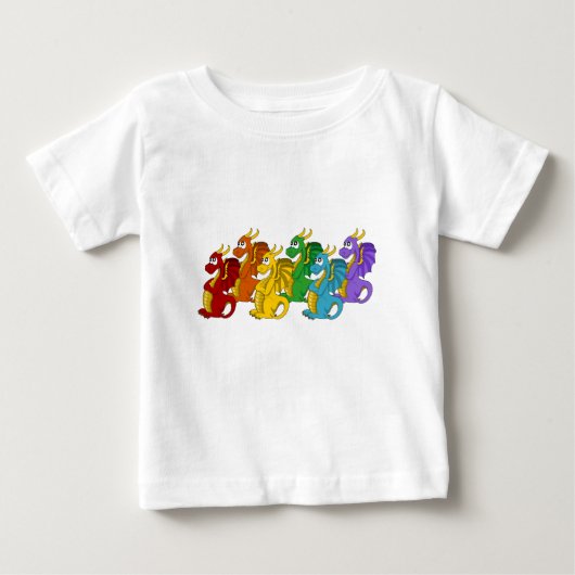 Rainbow colorful dragons cartoon  ベビーTシャツ (正面)