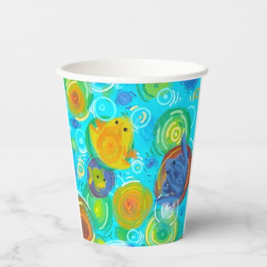 Rainbow colorful frogs cup 紙コップ (正面)