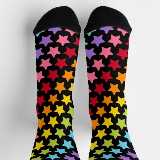 Rainbow Colorful Stars Socks ソックス (上部)