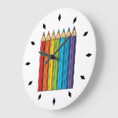 Rainbow Coloring Pencils ラージ壁時計 (傾斜)