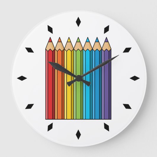 Rainbow Coloring Pencils ラージ壁時計 (正面)