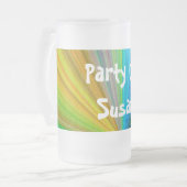 Rainbow Colorsパーティーの名前 フロストグラスビールジョッキ (正面左)
