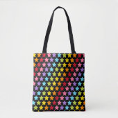 Rainbow Colors Stars Printed トートバッグ (正面)