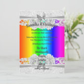 Rainbow coloured lace wedding photo invitation 招待状 (スタンド正面)
