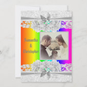 Rainbow coloured lace wedding photo invitation 招待状 (裏面)