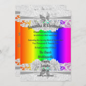 Rainbow coloured lace wedding photo invitation 招待状 (正面/裏面)
