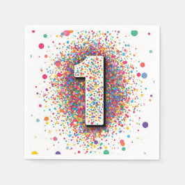Rainbow Confetti 1st Birthday Napkins Colorful Age スタンダードカクテルナプキン