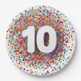 Rainbow Confetti 1st Birthday Napkins Colorful Age ペーパープレート