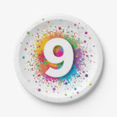 Rainbow Confetti 1st Birthday Napkins Colorful Age ペーパープレート (正面)