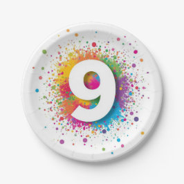 Rainbow Confetti 1st Birthday Napkins Colorful Age ペーパープレート