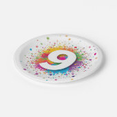Rainbow Confetti 1st Birthday Napkins Colorful Age ペーパープレート (アングル)