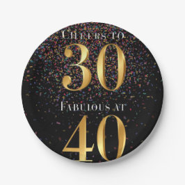 Rainbow Confetti 30th Birthday Napkins Adult Birth ペーパープレート