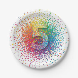 rainbow confetti birthday, 1st birthday napkins, c ペーパープレート