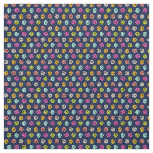 Rainbow Confetti Polka Dot Party on Navy ファブリック (見本)