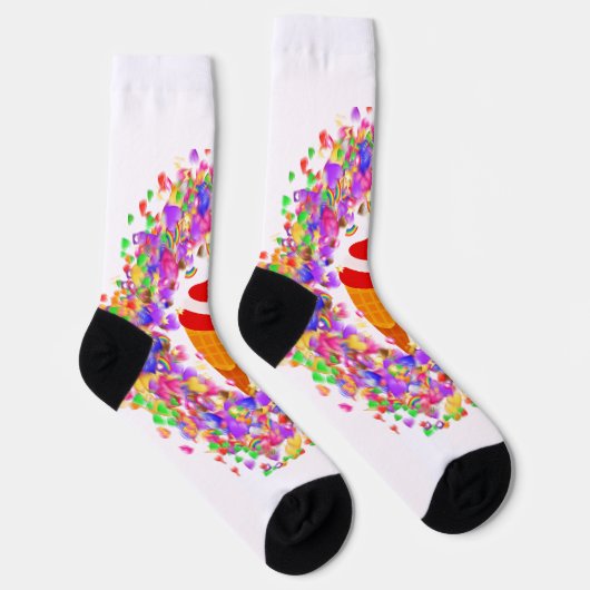 Rainbow Confetti Swirl Ice Cream ソックス (右)