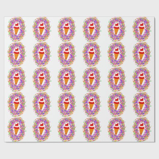 Rainbow Confetti Swirl Ice Cream ラッピングペーパー (フラット)