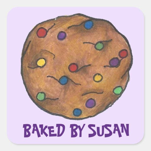 Rainbow Cookieパーソナライズされたステッカー付き スクエアシール (正面)