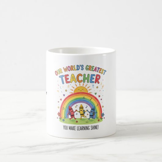 Rainbow Crayon Sun Worlds Greatest Teacher コーヒーマグカップ (中央)