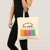 Rainbow crayons Worlds Greatest teacher tote bag トートバッグ (正面(商品))