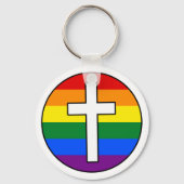 Rainbow Cross Keychain (Buttonスタイル) キーホルダー (正面)