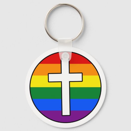 Rainbow Cross Keychain (Buttonスタイル) キーホルダー (正面)