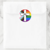 Rainbow Cross Progress Pride Flag Ally ラウンドシール (バッグ)